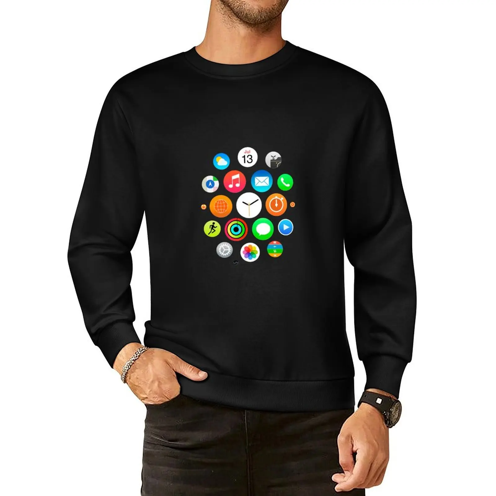 Apple Watch Face - Apps Pullover Hoodie autumn new products men clothes new in sweatshirts