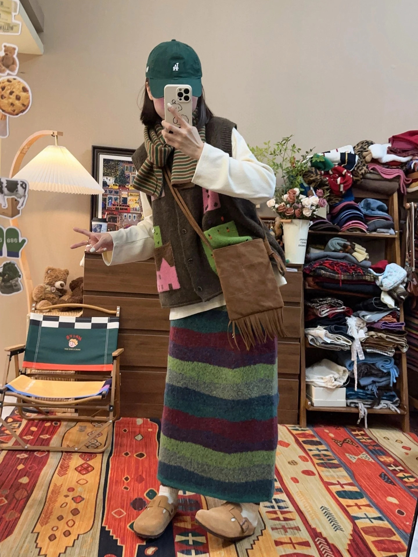 

RXran Forest Girl Sle Thiened Rainbow Sweater f Skirt Cisas New Year Series Women's Vintage Long Skirt Cotton Blend