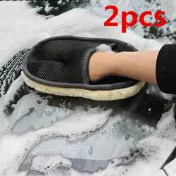 2pcs Car Wash Brush Cleaning Wool Soft Gloves Car Wash Gloves Car Wash Sponge Car Cleaning