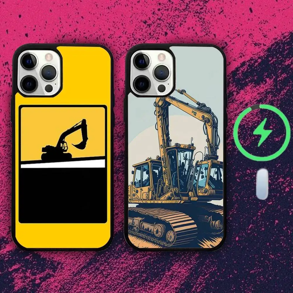 

Cartoon Car Excavator Phone Case For iPhone 16e,16,15,14,13,12,11,Plus,Pro,Max,Mini Magsafe Magnetic Wireless Charging