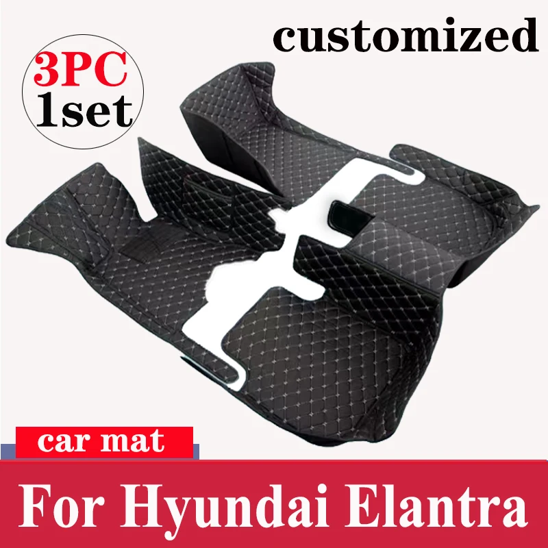 Car Floor Mats For Hyundai Elantra Avante AD MK6 2017~2020 Luxury Leather Mat Auto Carpet Rug Set Interior Parts Car Accessories