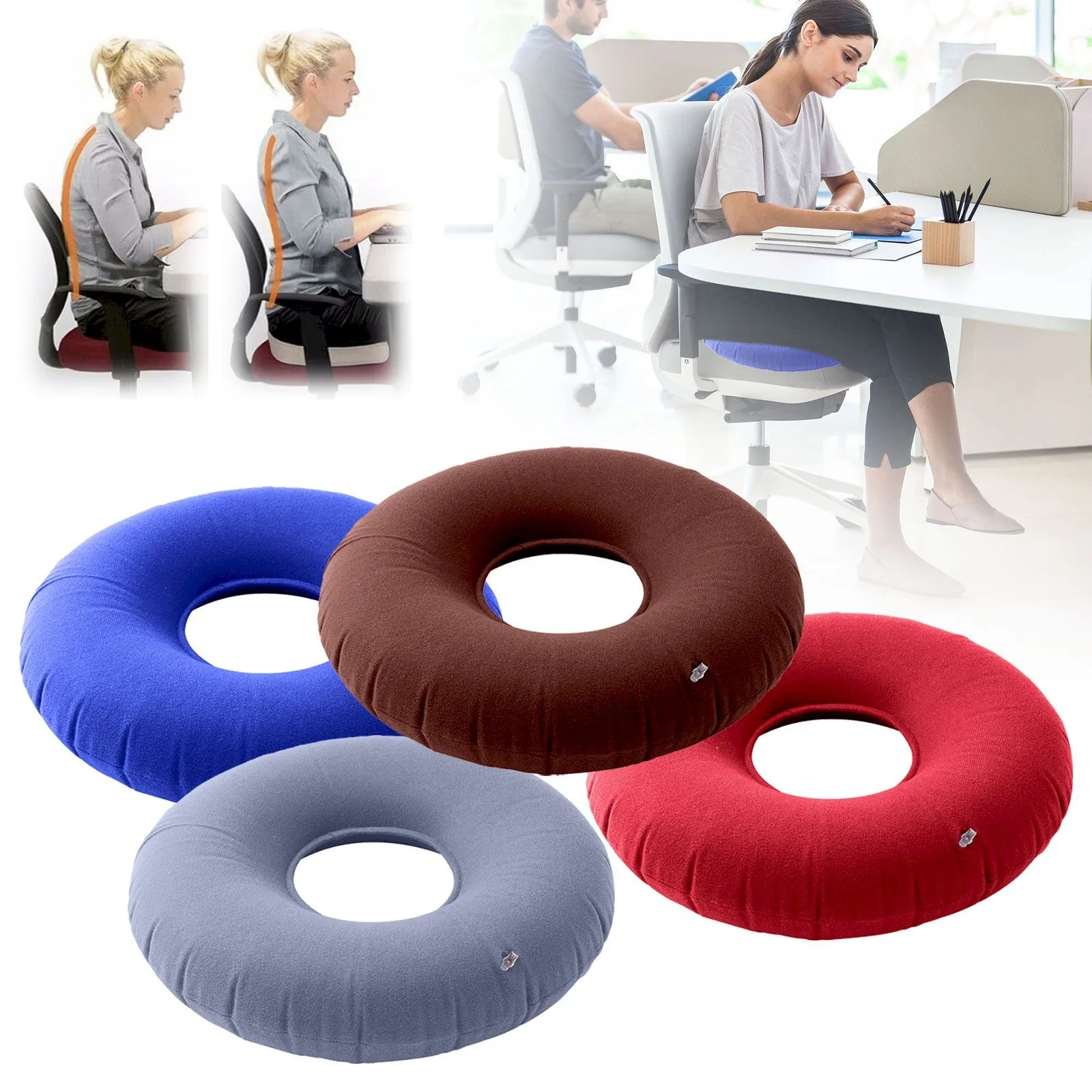 Hip Support Inflatable Seat Cushion Portable Donut Cushion Prevent Hemorrhoid Seat Pad Tailbone Pain Relief Donut Cushion Chairs