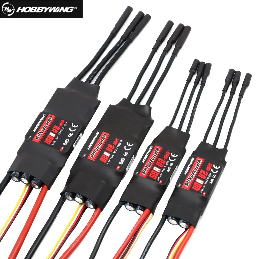 Oryginalny kontroler ESC Hobbywing Skywalker 50A V2 60A V2 80A V2 100A V2 z UBEC do helikoptera RC