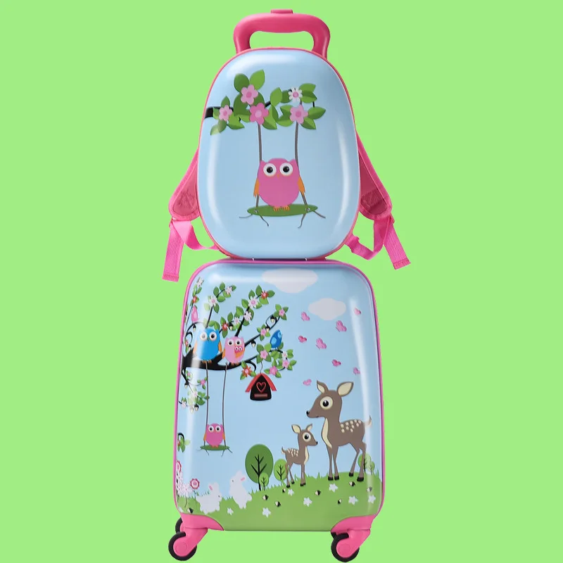 Kinderwagen Roll gepäck 18 Zoll Universal rad Cartoon Dinosaurier Koffer 13 Zoll Reisetasche Rucksack Drag Box für Kinder