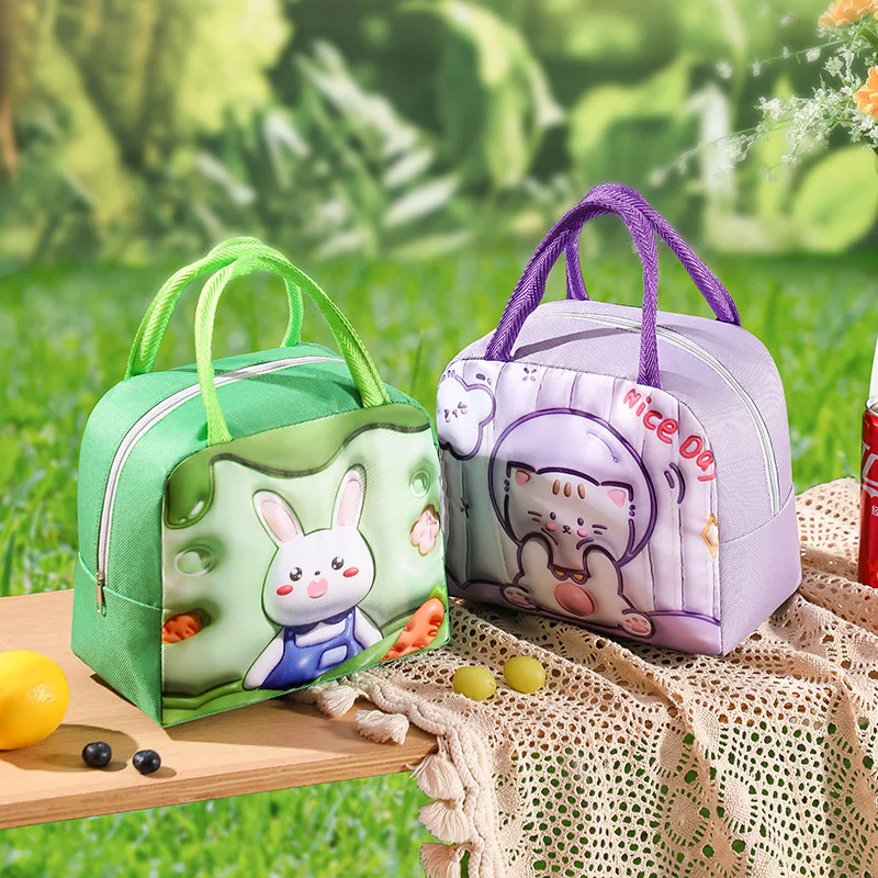 3D Cartoon Lunch Bag Box Cute Animal Pattern Large Capacity Portable Thermal Insulated Bag for Children Adults Picnic Lunch Box