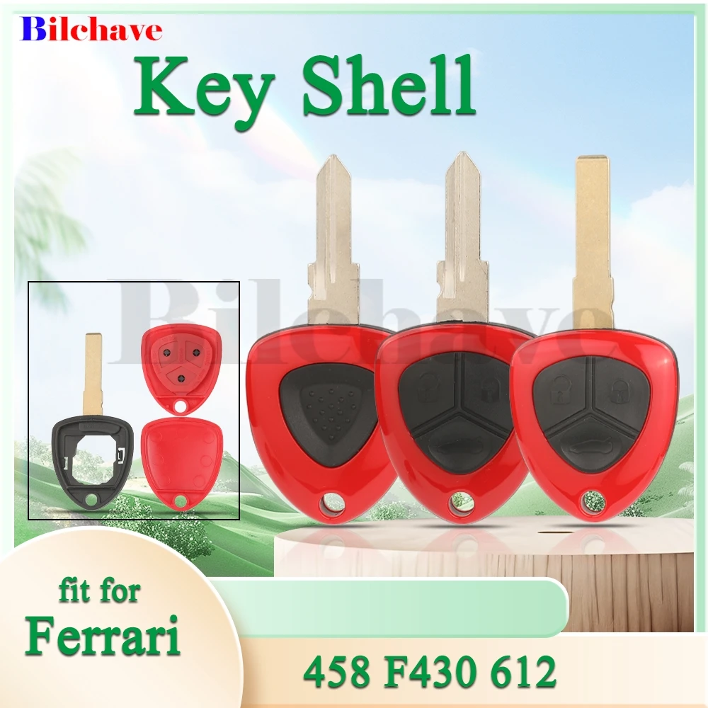 

jingyuqin For Ferrari 458 F430 612 1/3 Buttons Smart Remote Car Key Shell Fob Key Case Replacement With Uncut Blank Blade