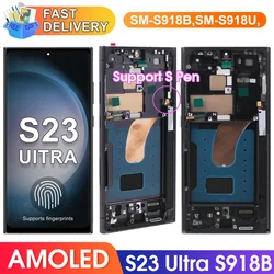 S23 Ultra Screen with Fingerprint for Samsung Galaxy S23 Ultra S918B S918B/DS Lcd Display Digital Touch Screen with Frame Parts