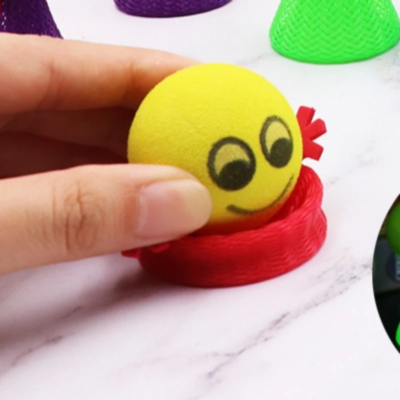 

5Pcs/Pack Bounce Expression Dolls: Press-to-jump + changing faces, interactive toy for emotional recognition