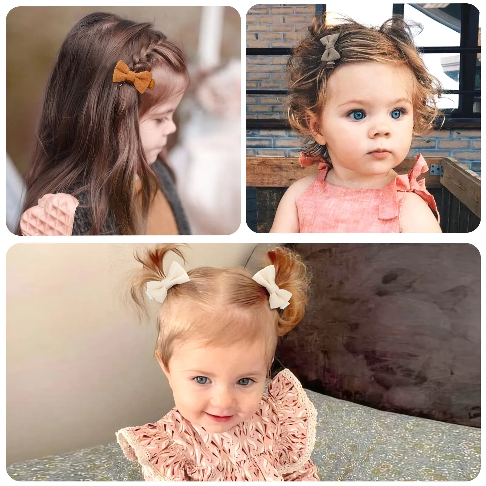 10/20 Pcs Boutique Tiny Baby Bows Cotton 2" Hair Bows Non-Slip Full Lined Alligator Clips for Baby Girls Toddlers view 6