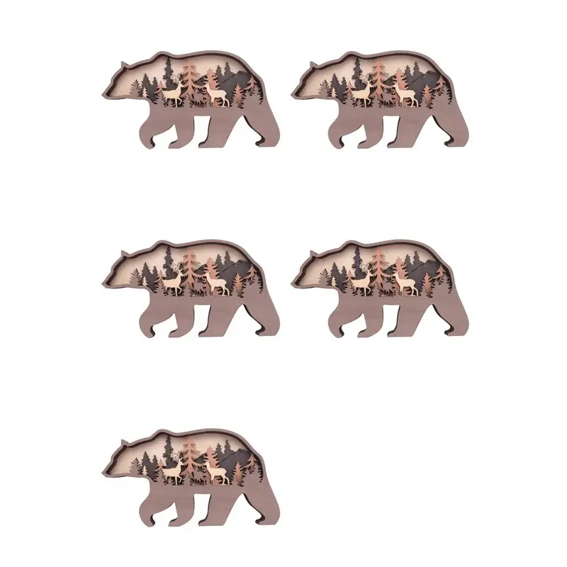 A01F-5X Bear And Deer Wall Decoration, Bear Decorations For Home, Bear Art Wall Decor, Rustic Home Decor, Cabin Decor