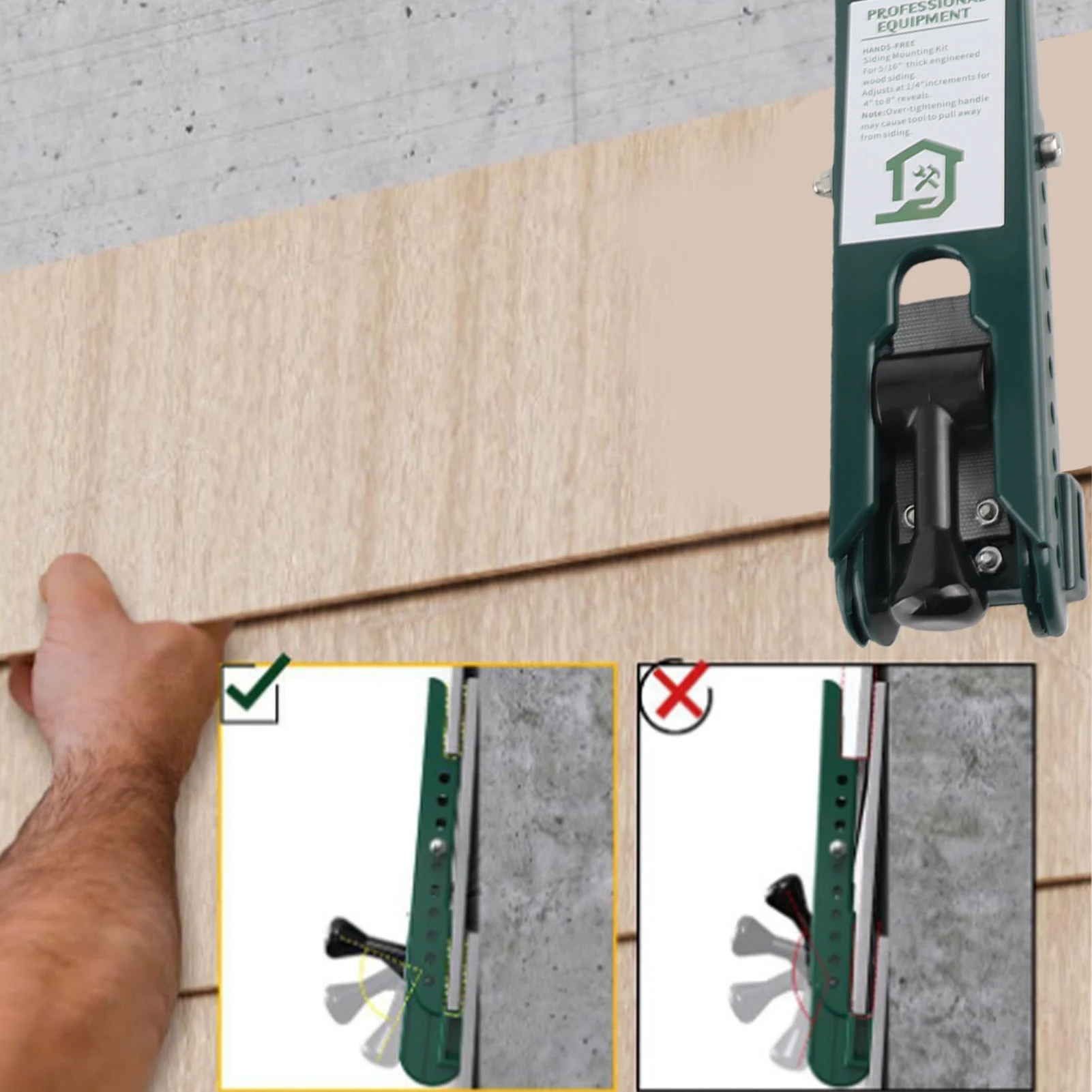 Siding Lap Mounting Tool Carbon Steel Secure Clamping 1/4 inch Increments  Cement Siding Clamp for 5/16 inch Sidings