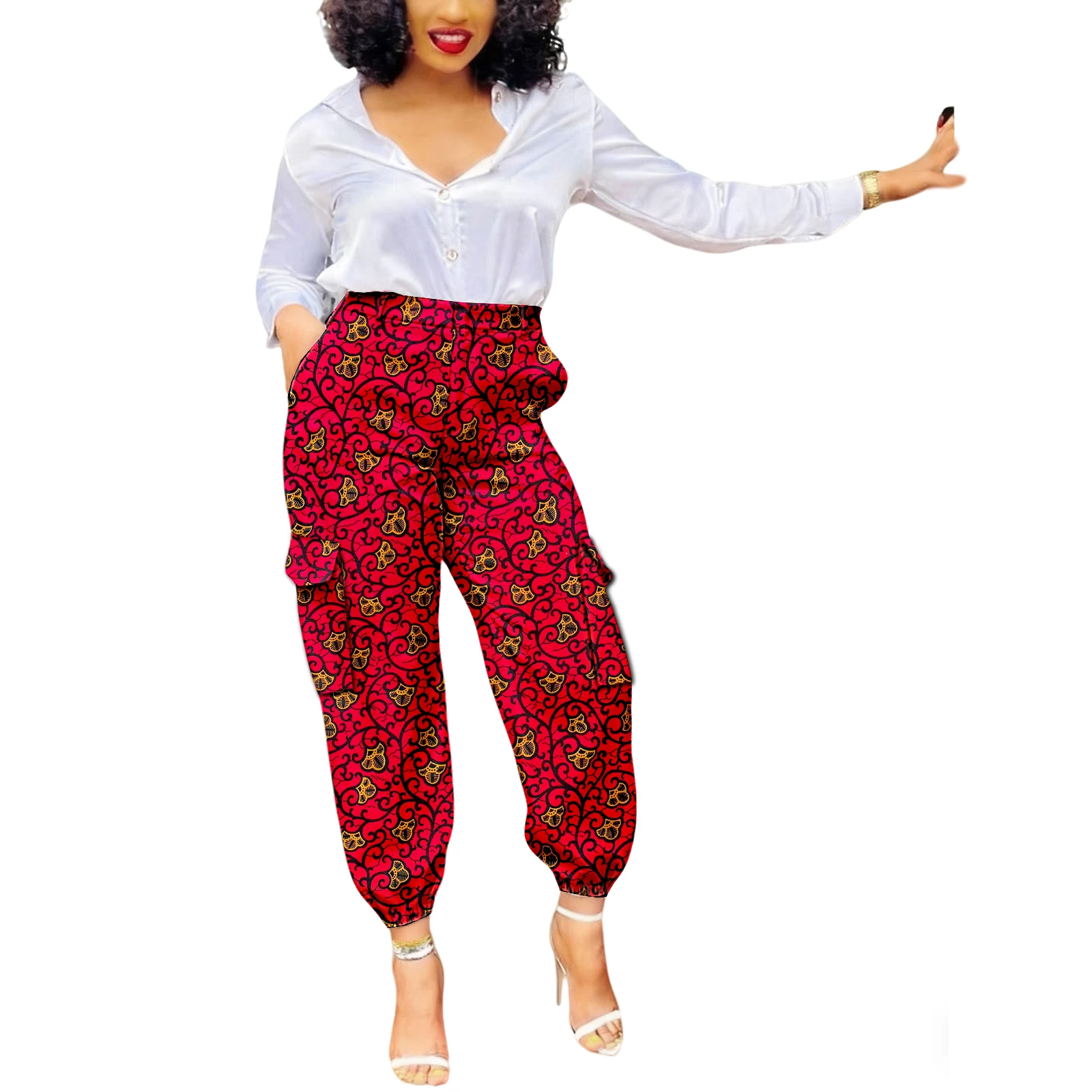 

African Pants for Women Dashiki Kente Print Traditional Pant with Pockets Ankara Trouser for Casual