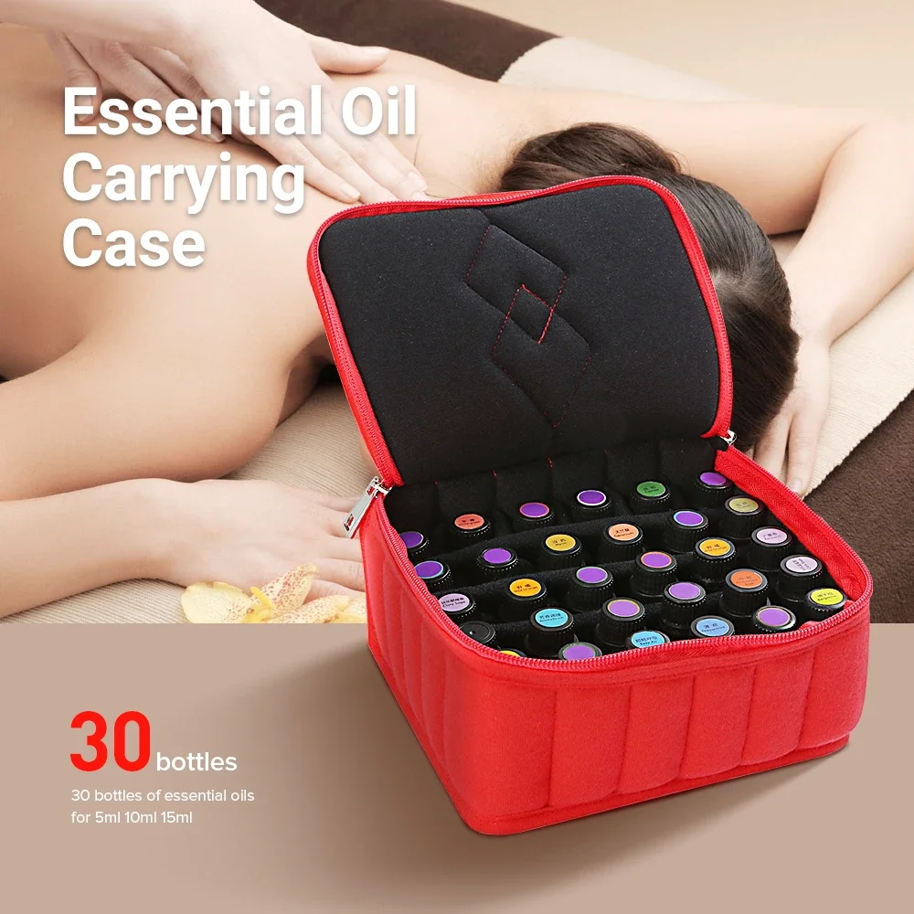 

Essential Oil Case Oil Bag 30 Bottles Carrying Shockproof Cosmetic 15ml Holder Travel Storage Box Nail Polish Organizer Portable