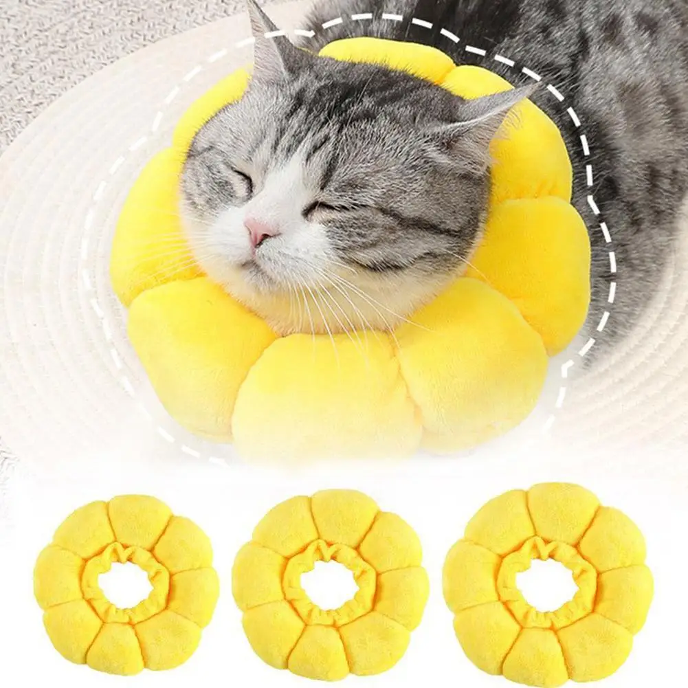 3 Sizes Adjustable Sunflower Elizabeth For Pet Cat Anti-bite Recovery Collar For Dog Cat Sterilization Anti Lick Head Cover D3S9