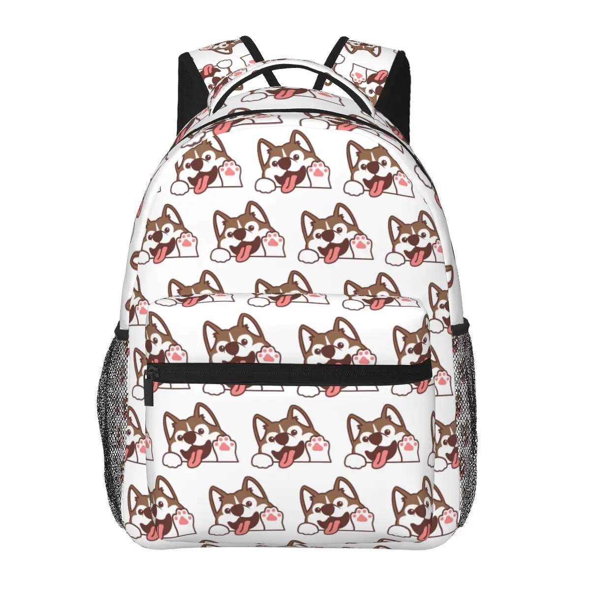 

Brown Funny Siberian Husky Saying HI Backpacks Boys Girls Bookbag Children School Bags Cartoon Travel Rucksack Shoulder Bag