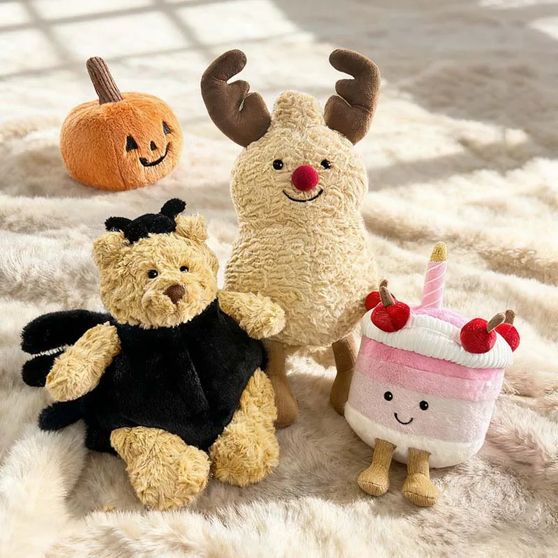 

Cute Pumpkin Plush Toy Soft Stuffed Peanut Deer Cake Spider Bear Kawaii Gift for Kids Home Decor