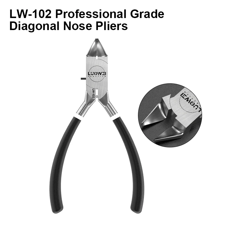 LuoWei LW-102 Professional Grade Diagonal Nose Pliers Matte Adhesive Plastic Handle Phone Camera Frame Removal Pliers Tools