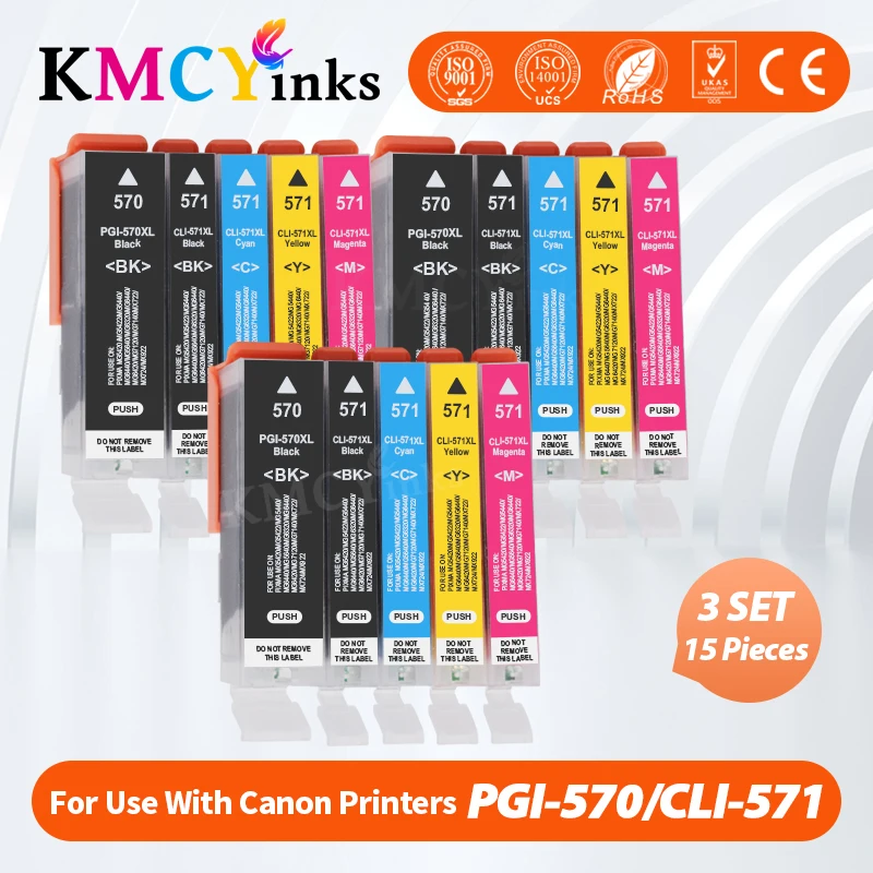 KMCYinks pgi-570xl PGI570 570xl PGI-570 CLI-571 Compatible Ink Cartridge For Canon PIXMA MG5750 MG5751 MG5752 MG5753 MG6850