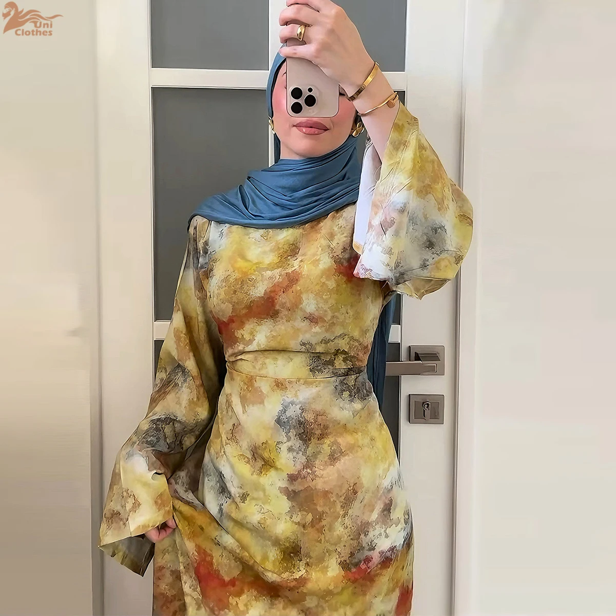 2025, muslimische Damenbekleidung, bedruckt, islamische Mode, Sommer-Damenbekleidung, Abaya, muslimisches Damenkleid