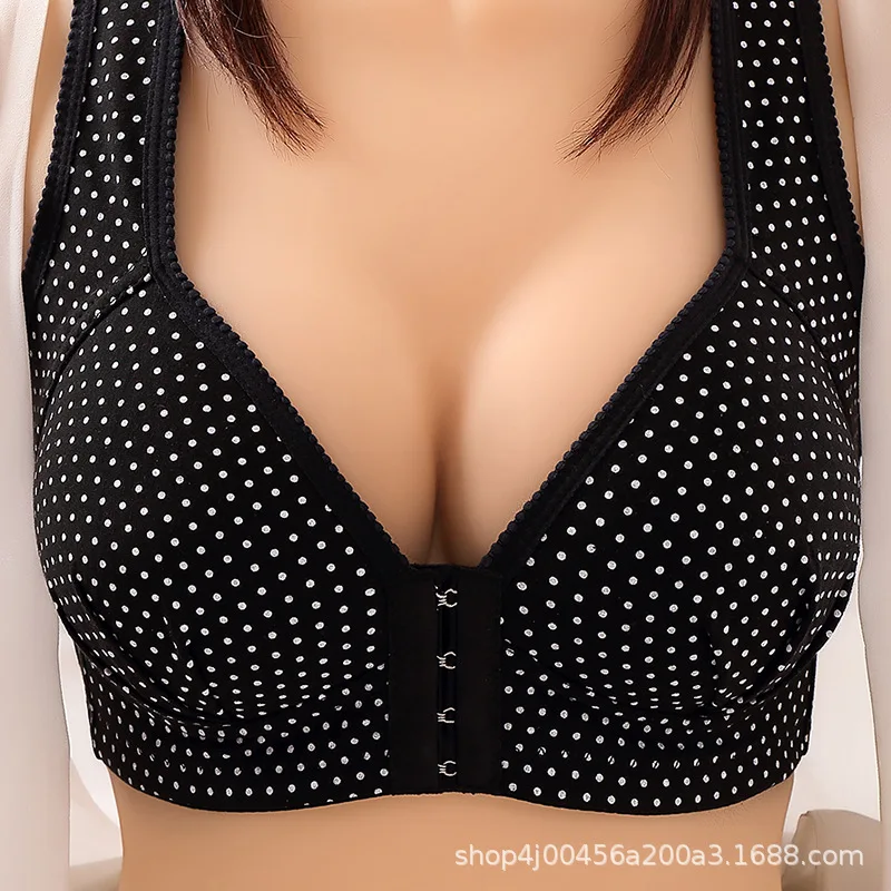 Large Size Bras Front Button Type Women Sexy Underwear Without Steel Ring Push Up Print Brassiere Intimate Tops Bekleidung Damen