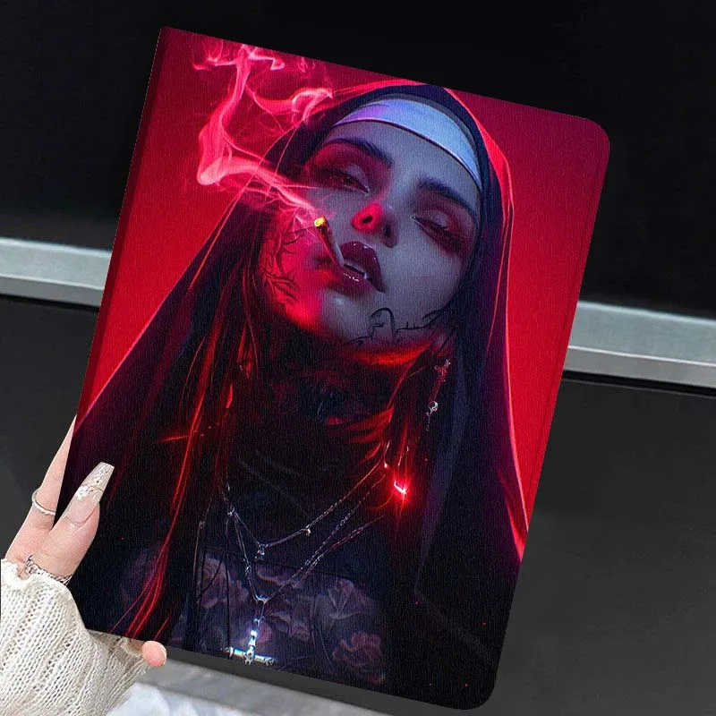 Cool Nun Smoking Art For Huawei MediaPad MatePad Honor Pro V6 9 V8 X9 X 10 13.3 11 Inch Pen Tray Tablet Case Popular