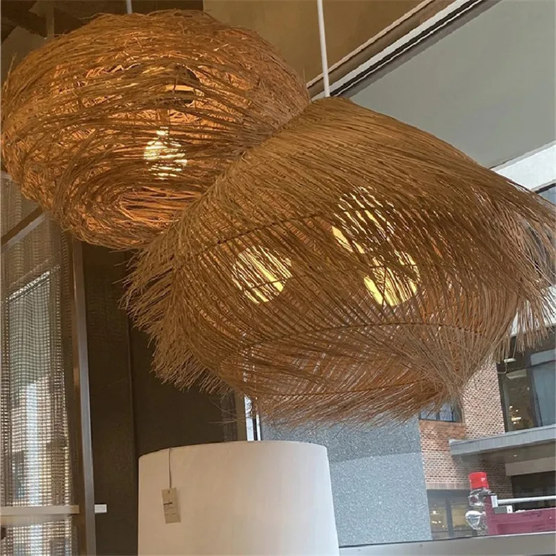 Imagem -04 - Sudeste Asiático Rattan Wicker Pendant Lights Tecido à Mão Birdnest Jantar Lâmpadas Suspensas para Foyer Quarto Loja de Pano Iluminação Decorativa