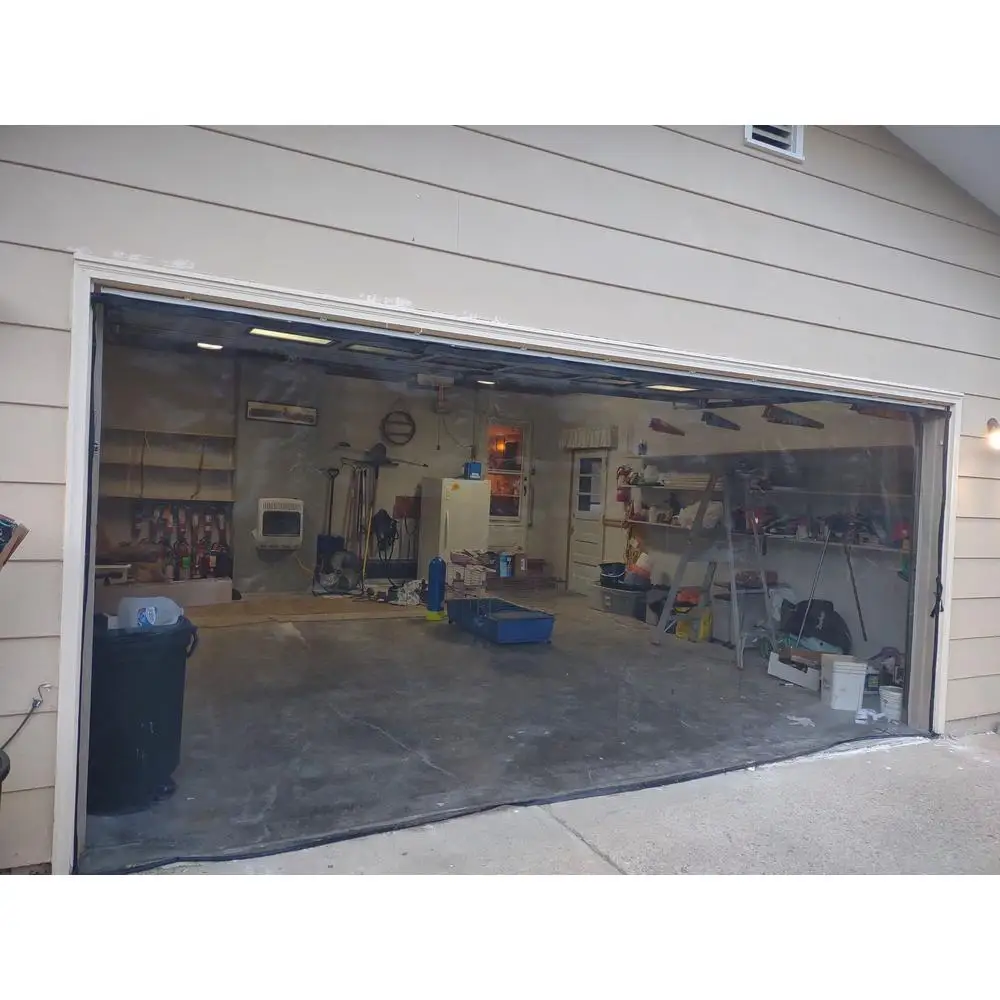 Garage Screen Door 16x7ft Sliding Roller Kit Modern Style Fiberglass 2 Car Garage Track Not Included)