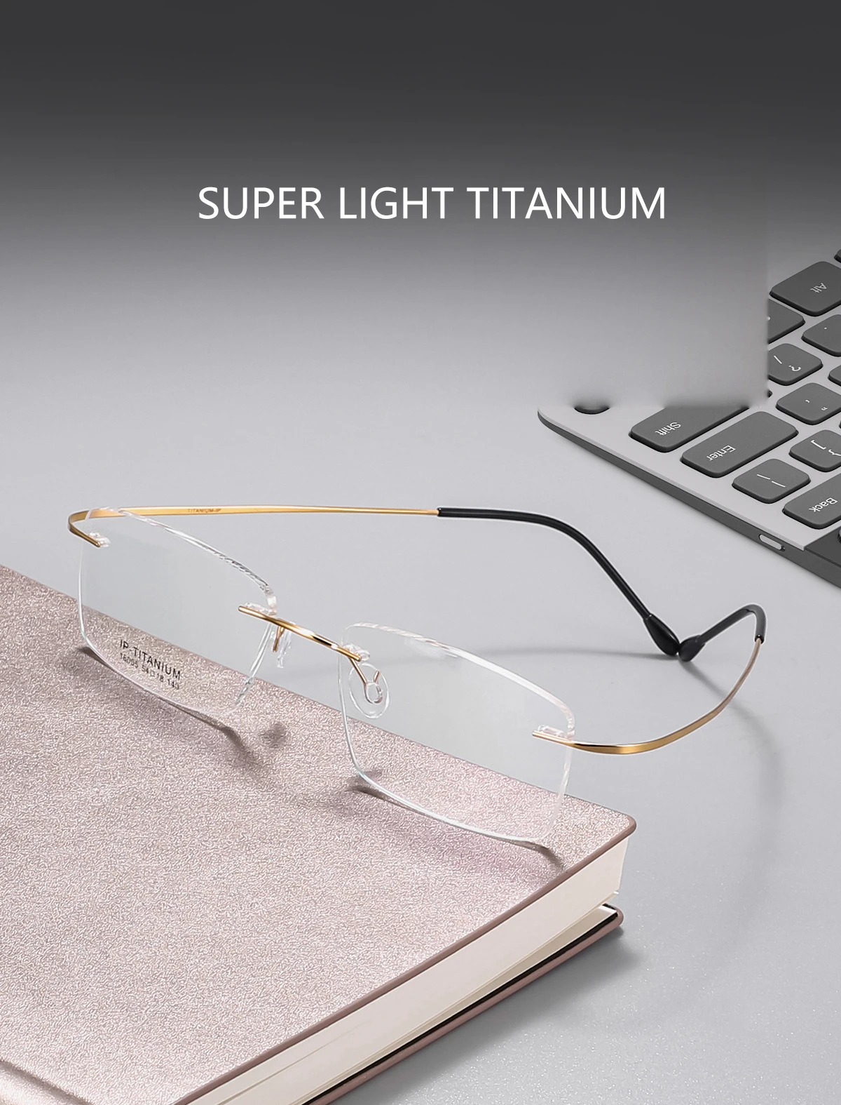 Quadratische randlose Business-Brille ultraleichte Brillen aus reinem Titan Mode Retro optische Rezept rahmen Mann Frau 1006 – Detail 2