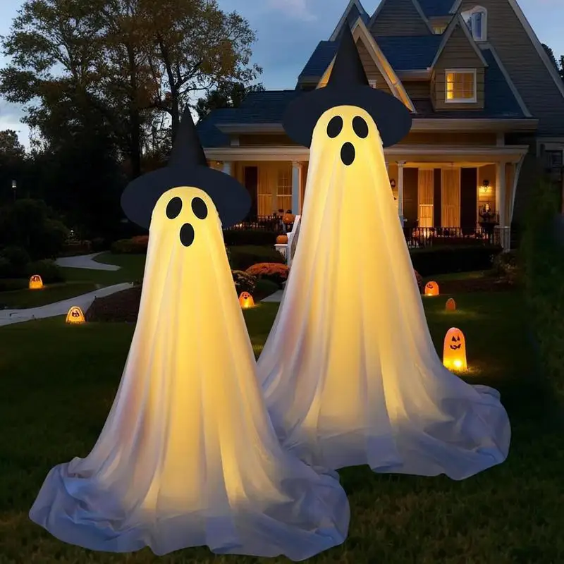 Light Up Ghost Outdoor Decorative Garden Ghost For Halloween Halloween Decorations Ghost 2X Large Light Up Halloween Spooky