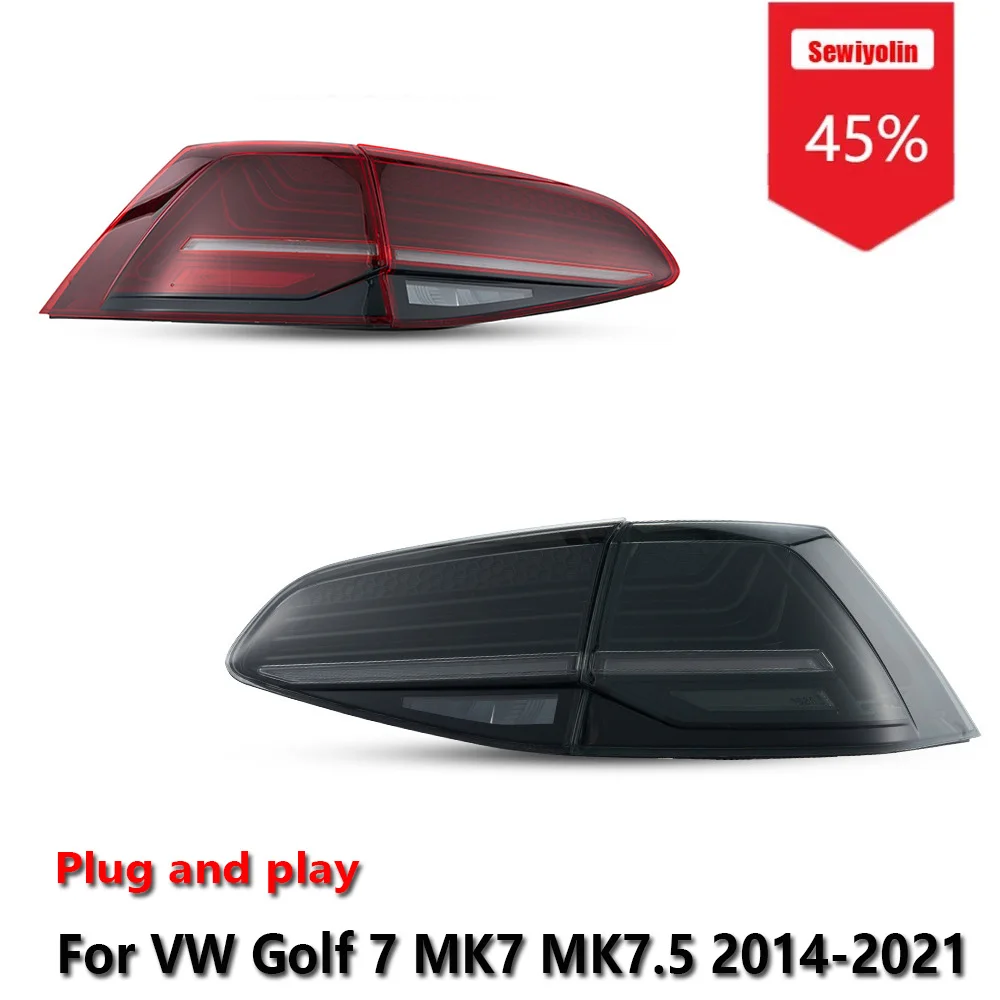 

Sewiyolin Car LED Tail Light Assemblies For VW Golf 7 MK7 MK7.5 2014-2021 Auto Fog DRL Brake Turn Signal Lamp Plug and Play