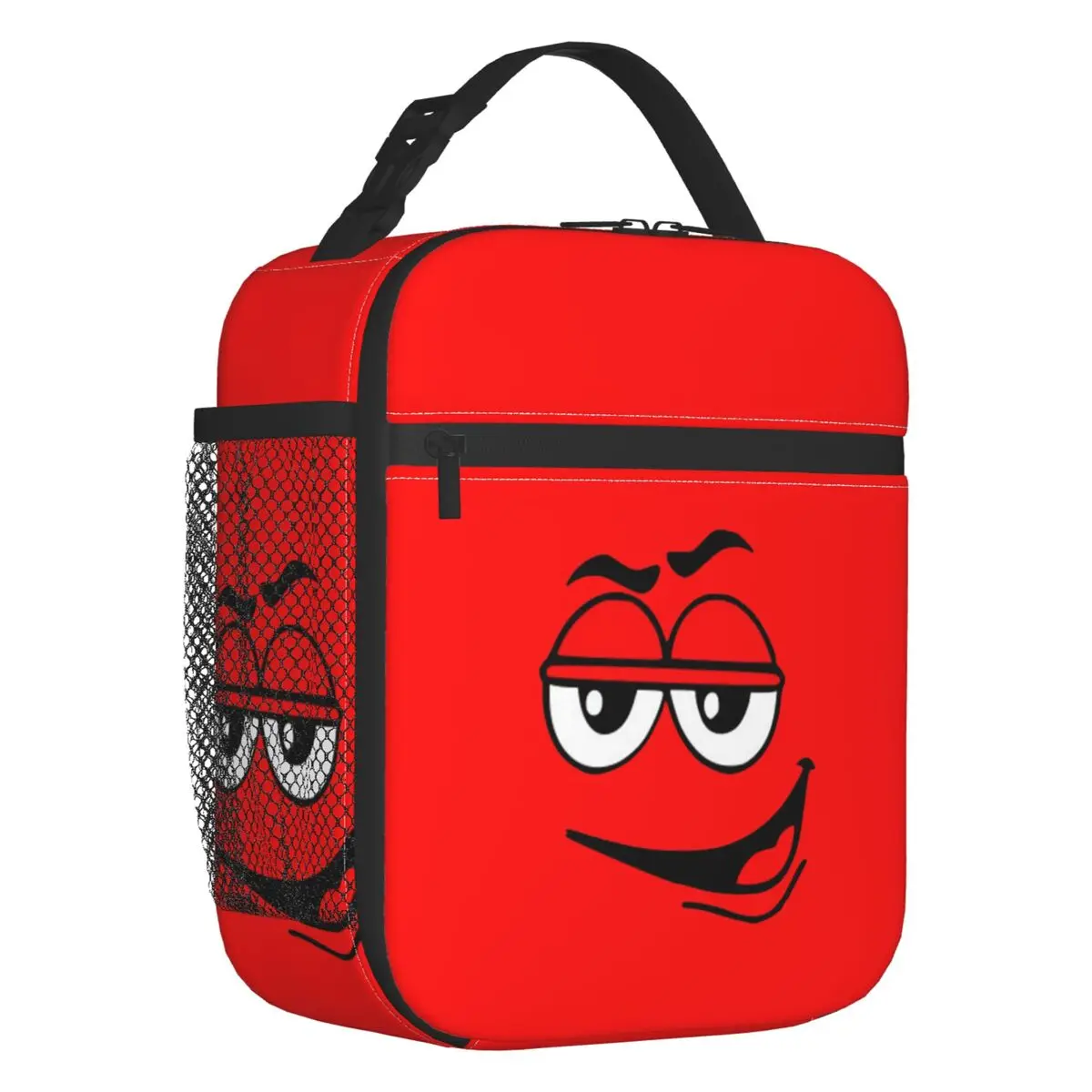 Cartoon Chocolate Red Candy Faces Insulated Lunch Bags for Outdoor Picnic Leakproof Thermal Cooler Lunch Box Women Kids