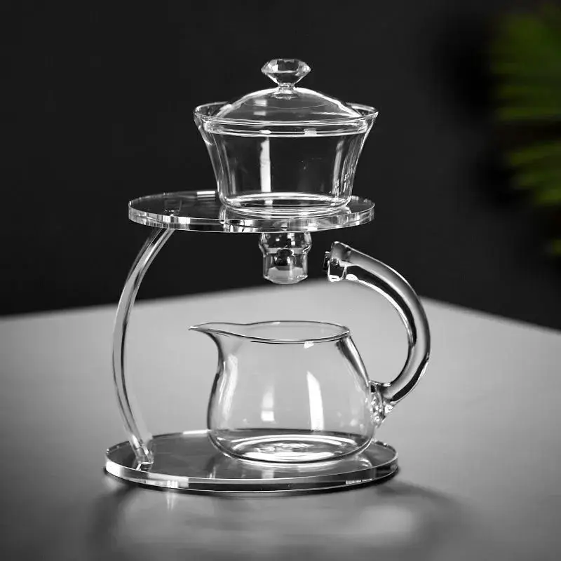 Automatic glass tea set household luxury high-end magnetic bubble teapot teacups office tea artifact.