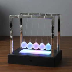 Cradle Light Balance Newton's Pendulum - Metal LED Science Swing Toy for Desk Physics, Perpetual Motion Executive Swing Deco