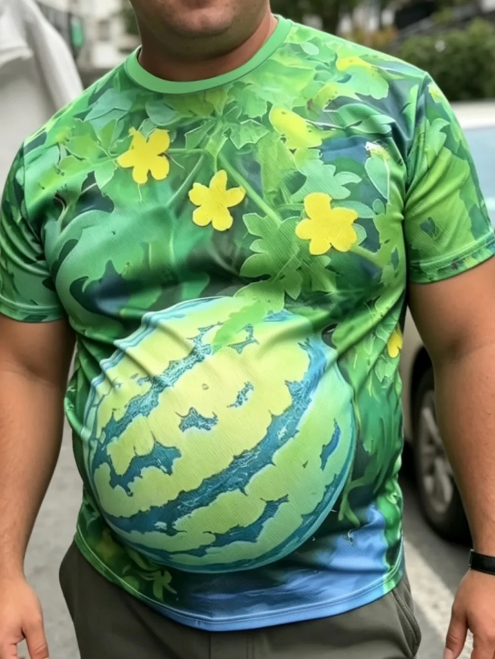 Funny Men's T-Shirt Watermelon Graphic Tee Fruit Pattern 3D Print O-Neck Short Sleeve Tops Loose Oversized Summer Men Clothing