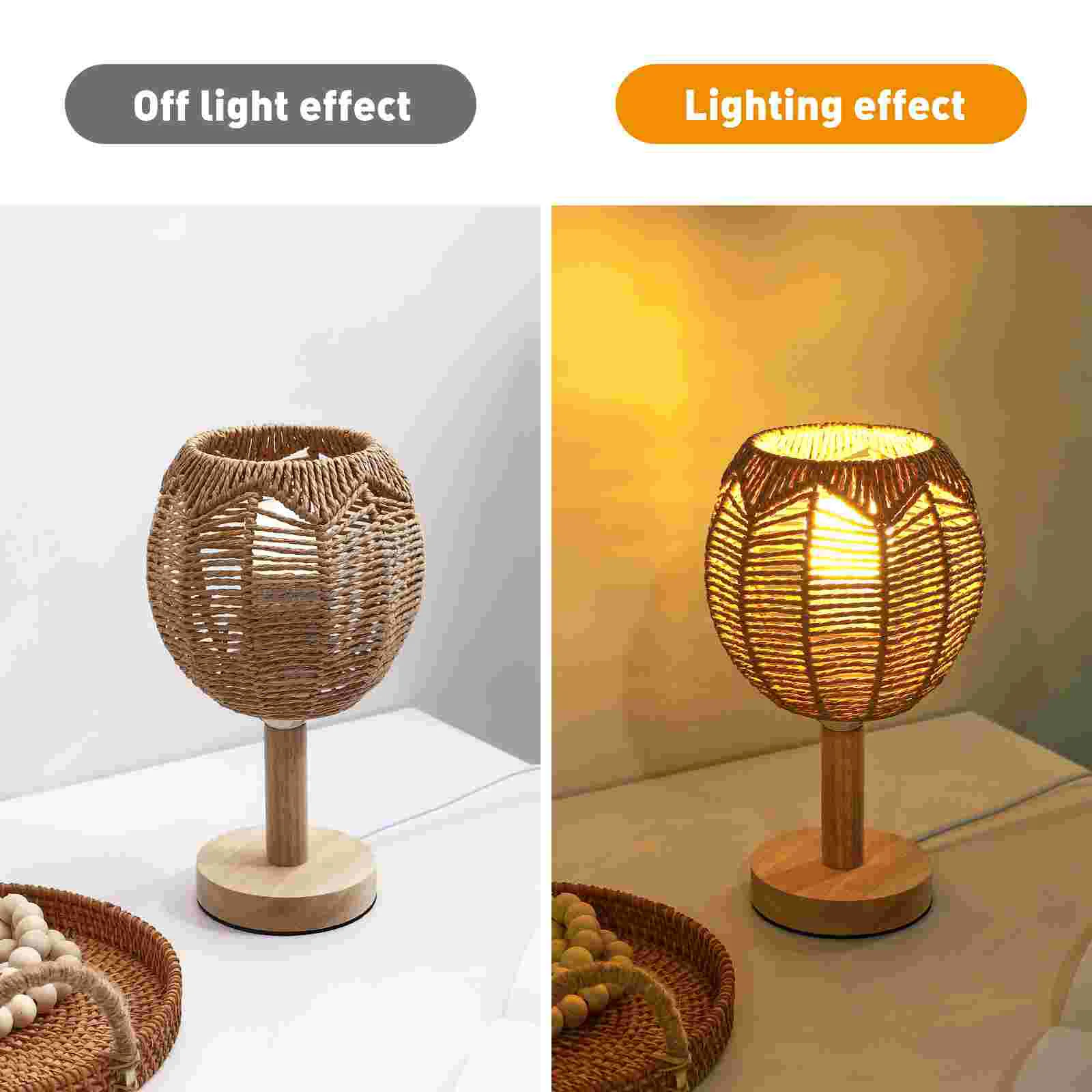 Lamp Shade Imitation Rattan Lampshade Decorative Creative Khaki Imitated Woven Light Accessory