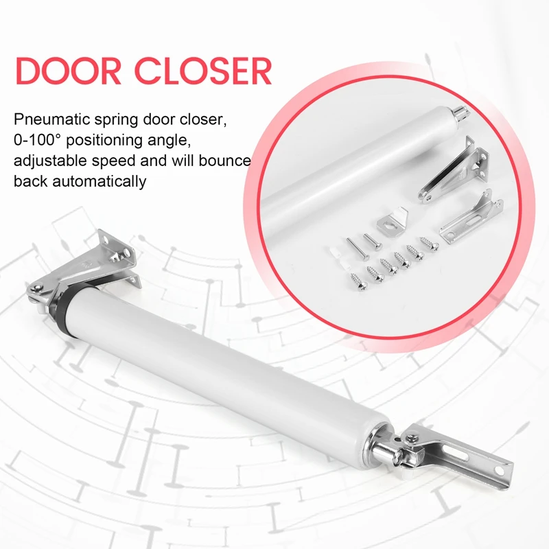 Pneumatic Door Closer Soft Close Automatic Door Close Stop Door Hardware Gas Spring Door Closer 100 Degree