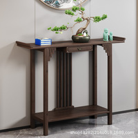 New Chinese-style offering table for the God of Wealth, bamboo and solid wood entrance cabinet, modern living room Buddhist nich