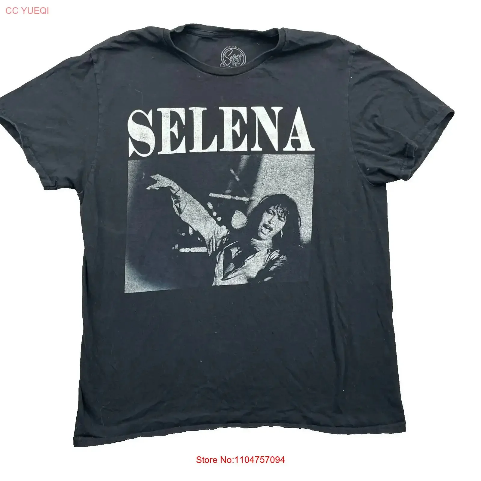 Camiseta de la banda Selena para mujer, talla grande, negra, estilo musical de los 90, folk, norteño, tejano, vintage, lavada, unisex, versátil, streetwear para hombre