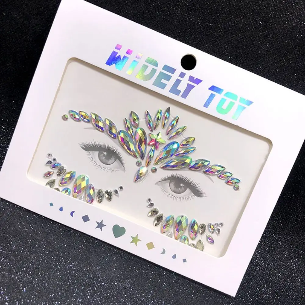 Waterproof 3D Rhinestones Sticker Disposable Glue Free Crystal Facials Sticker Fake Tattoo Beauty Temporary Tattoo Sticker