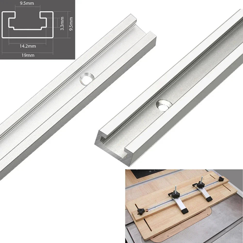 T Track Woodworking T-Slot Slide Track 300-600mm Aluminium Alloy Miter T-Track Woodworking Bench T Slot External Size 19x9.5mm