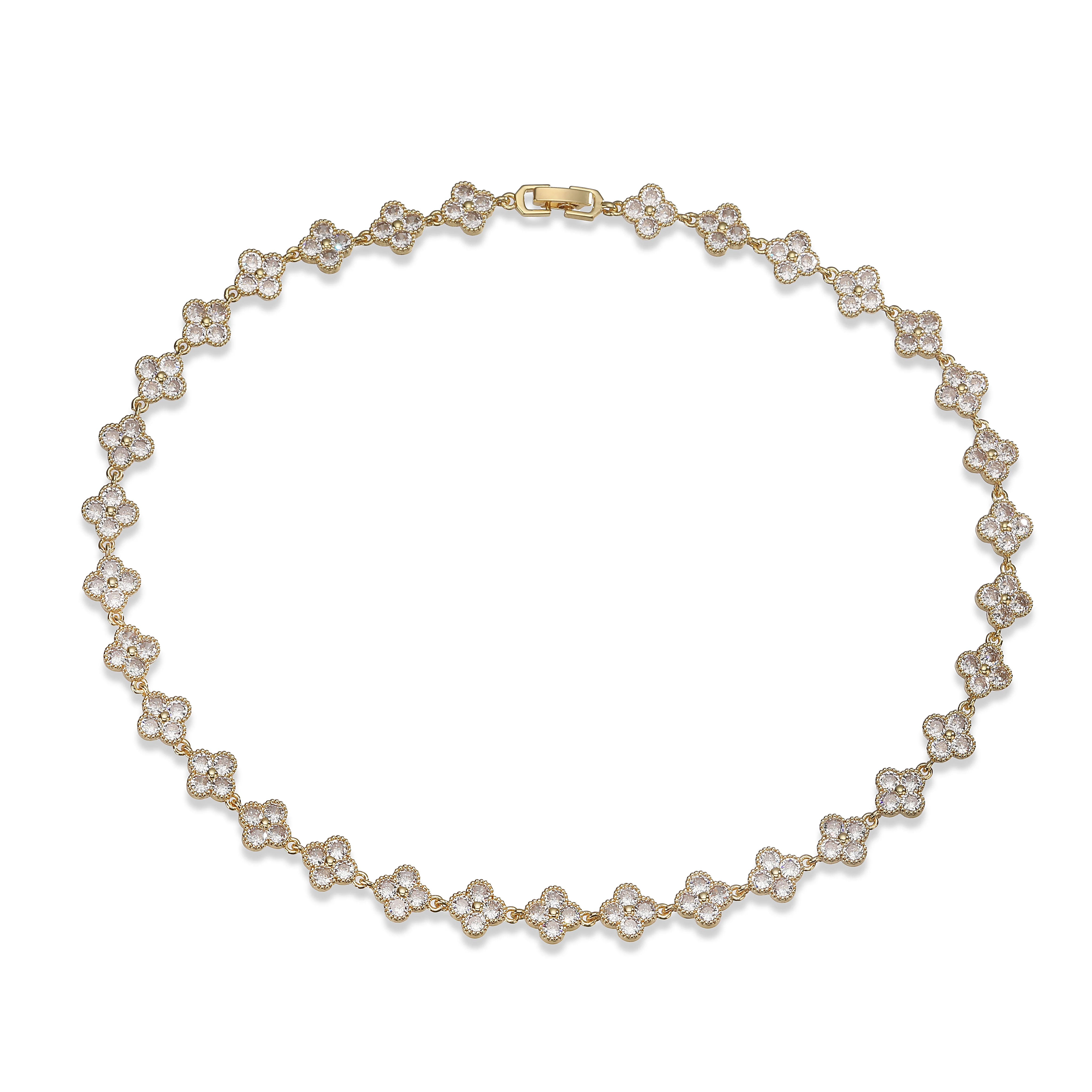 Multi-Color Zircon Flower Bracelet/Necklace Gift Set