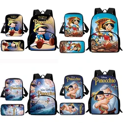 Child Backpacks Anime Pinocchio Shoulder Bag Pencil Case Pupil Large Capacity School Bags for Boys Girls Best Gift