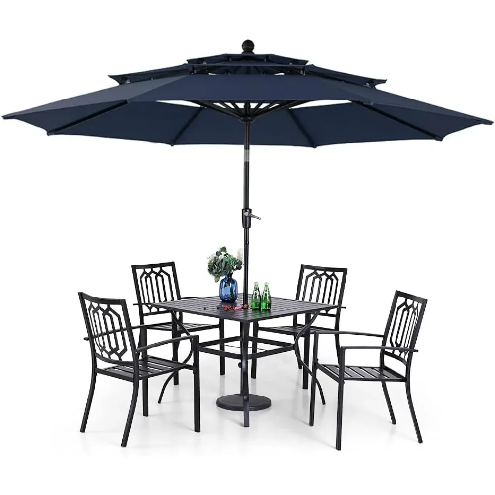 

Outdoor Tables and Chairs Sets, 4 Metal Outdoor Stackable Chairs , 6 Piece Outdoor Patio Furniture Sets