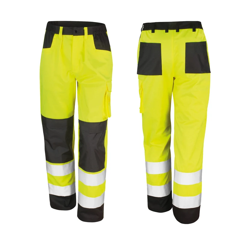 Men\'s Safety Work Pant Hi Vis Trousers High Visibility Bottoms Workwear Reflective Tape Safety Pants Multi-Pockets Work Trousers