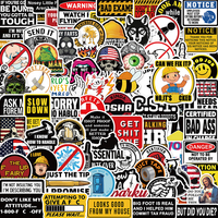 10/30/50/100PCS Funny Safety Hat Stickers Slogan Warn Cartoon Toys Decals DIY Notebook Fridge Helmet Waterproof Graffiti Gifts