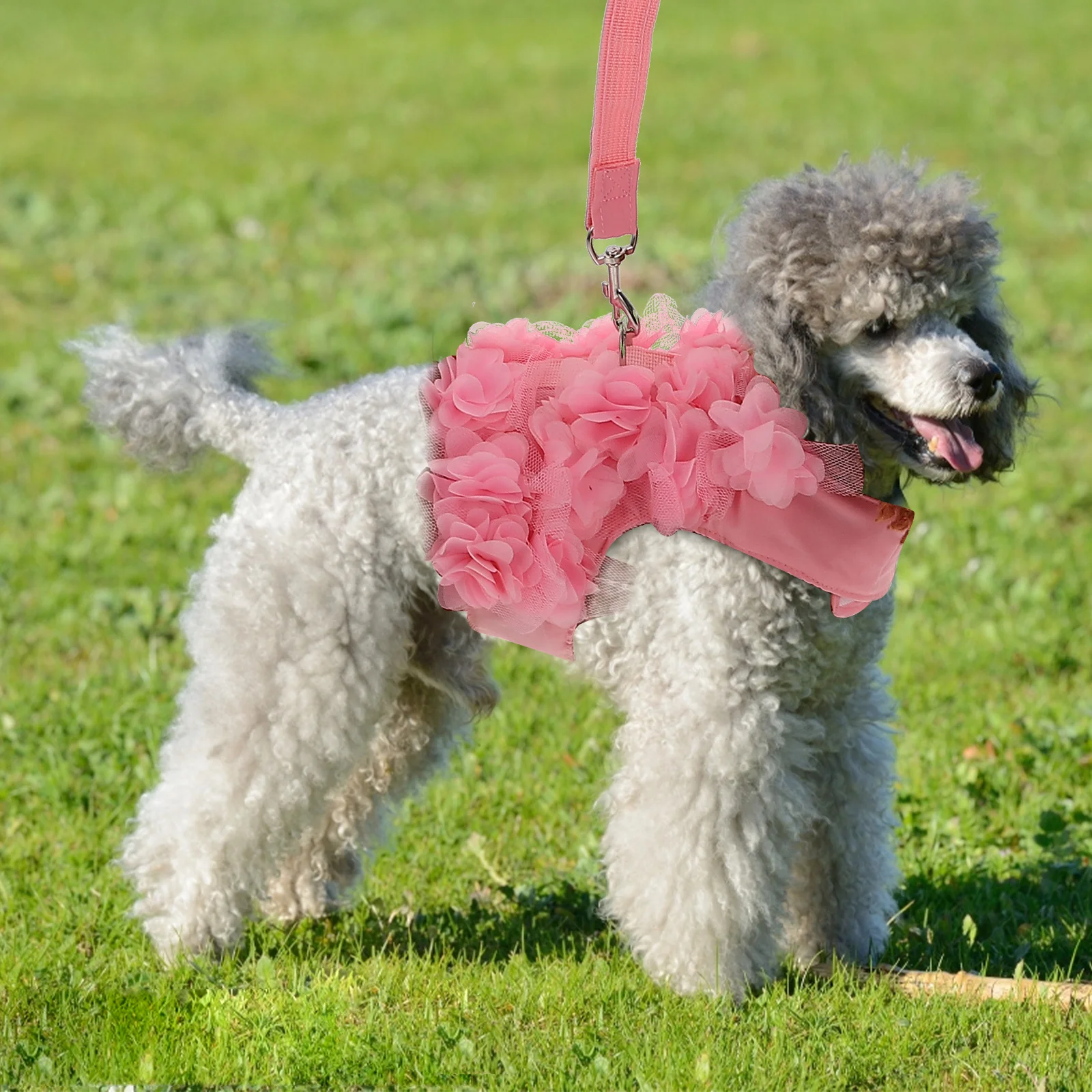 

1pc Stereo Flower Dog Traction Rope Adjustable Breathable Chest Harness For Small Medium Puppies Summer Outdoor Walking Pet