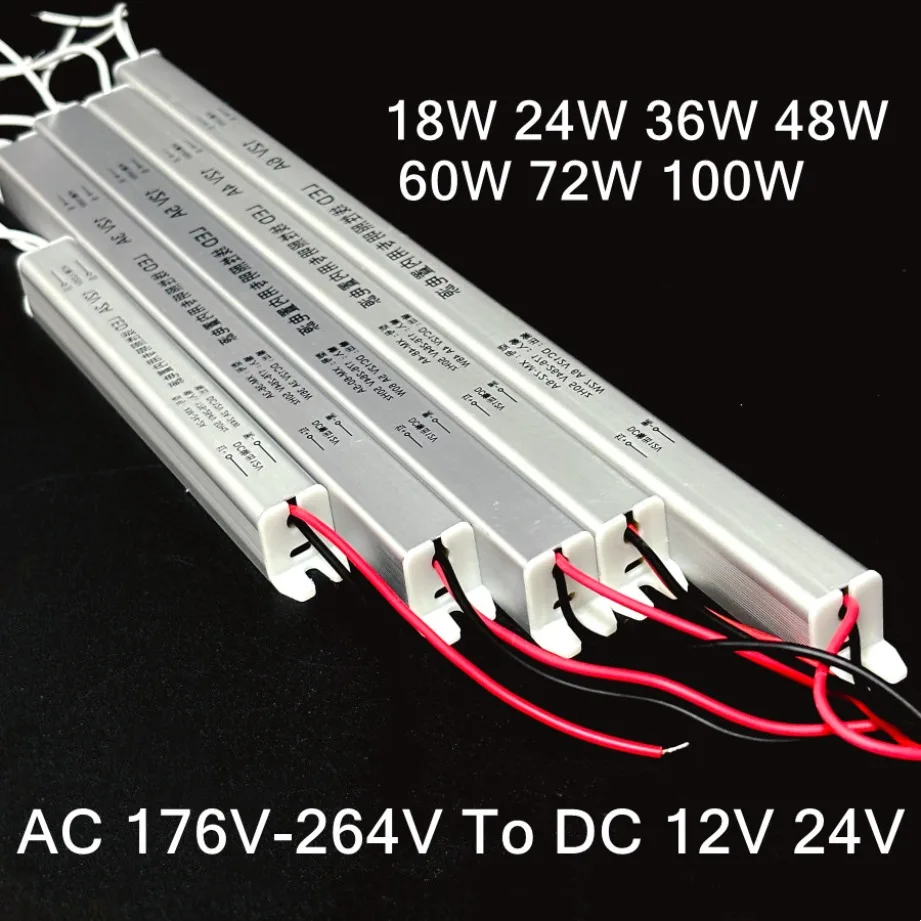 Strip Ultrathin Switching Power DC12V/24V LED Driver Power Supply AC 220V Lighting Transformer for LED Strip 48W 60W 72W 100W
