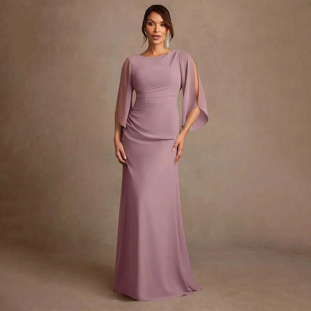 

Women's Formal Evening Gowns Chiffon 3/4 Sleeves Elegant Evening Dresses Formal Party Gowns A-Line Women's Wedding Party Attire