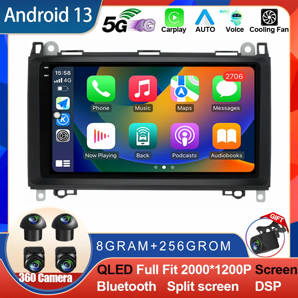 

Android 13 For Mercedes Benz B200 Sprinter W906 W639 AB Class W169 W245 Viano Vito Car Radio Multimedia GPS DVD Player WIFI DSP