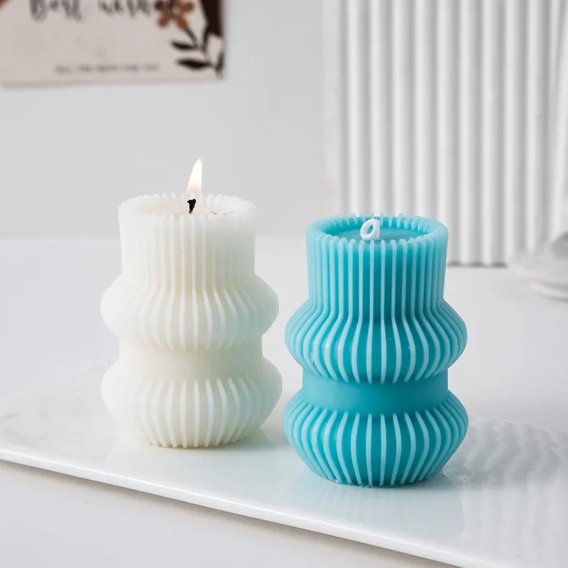 Minimalist Scented Candles Aesthetic Unique Ribbed Aromatic Home Decorative Candles Smokeless in Colored Room Decor